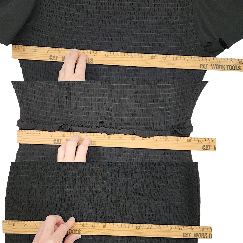 Seraphine Maternity Mini Dress 8 Raisa Black Shirred Angel Sleeve Luxe Smock NEW - Picture 6 of 13